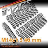 Chrome Mars Performance wheels M14 x 1.5 40mm ultra slim 7 spline Lock Bolts Set 20 pcs with Key